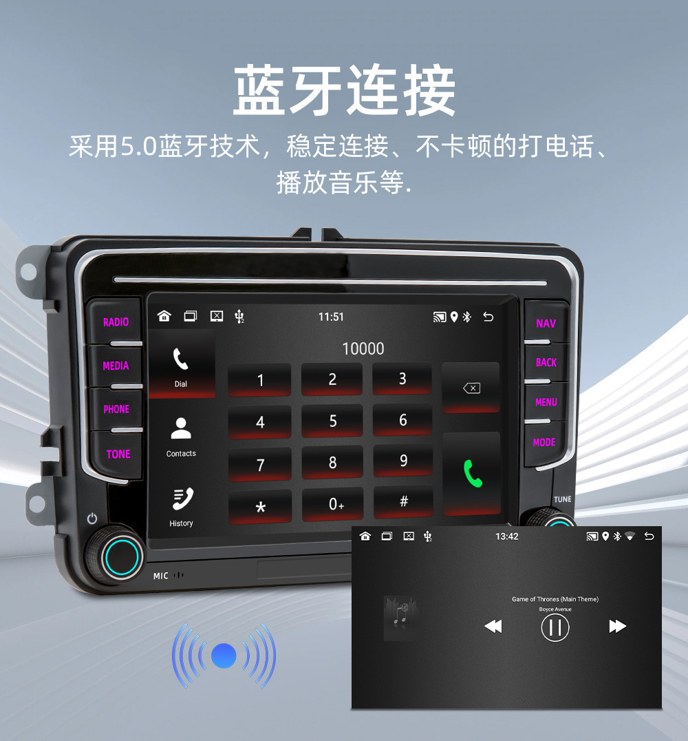 Suitable for Volkswagen 7inch Dedicated Android Car Navigation Smart Gps Bluetooth Wireless Carplay Navigation System Central Control Unit