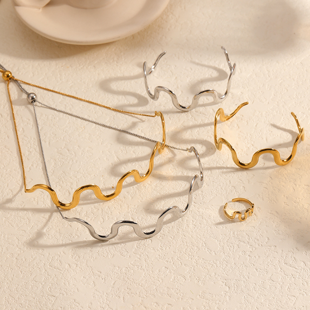 Wholesale Jewelry IG Style Geometric 304 Stainless Steel 18K Gold Plated Plating Jewelry Set display picture 1