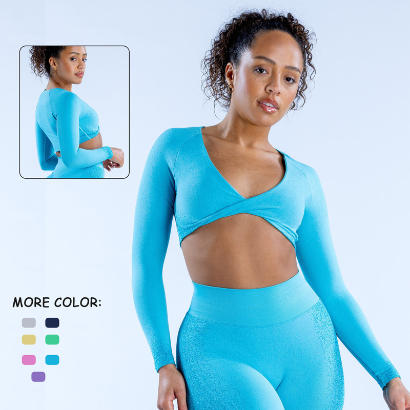 Cross-border Hot DFYNE New European and American Seamless Yoga Long Sleeve Low-cut Kink Bra Fitness Yoga Clothes Top Cross-border Hot DFYNE New European and American Seamless Yoga Long Sleeve Low-cut Kink Bra Fitness Yoga Clothes Top