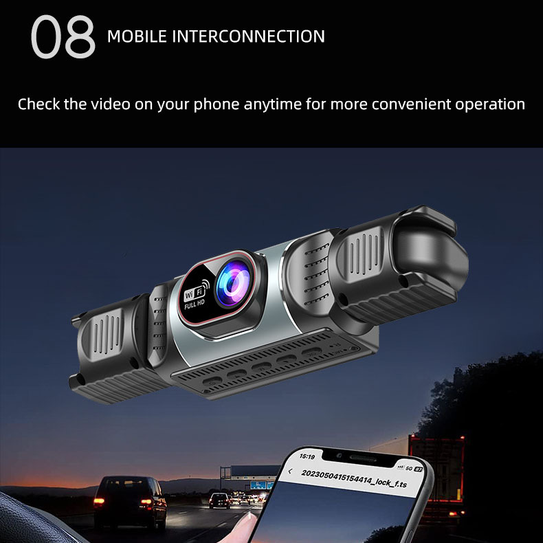 2026 Amazon's Best-Selling Car Dvr Ultra-Clear 4K Front and Rear Three-Way Recording Wifi Mobile Phone Connected Driving Recorder