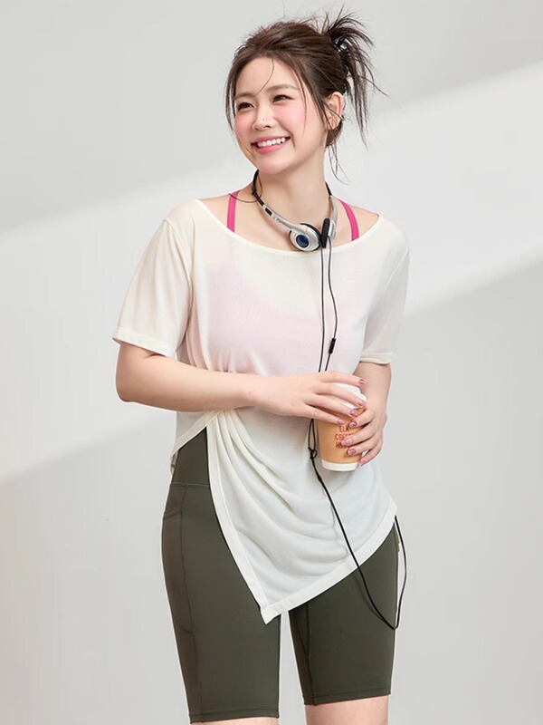 运动短袖女大码跑步大码上衣罩衫夏季宽松透气胖MM瑜伽服健身套装|undefined