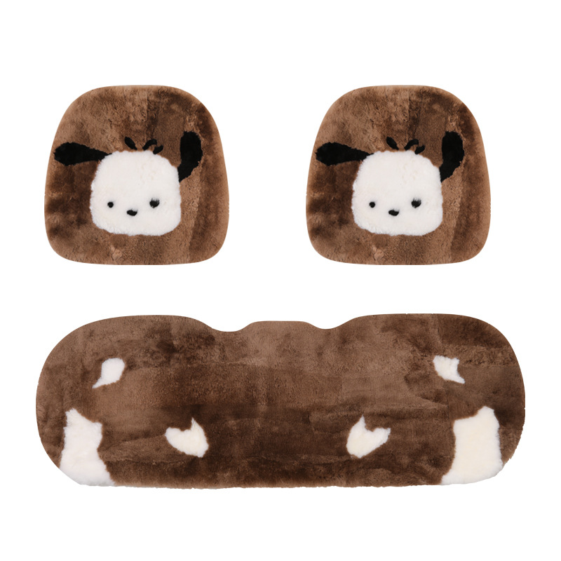 Pure wool car cushion single piece winter fur integrated three-piece car cushion warm plush seat cushion rear row strip