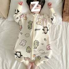 儿童睡袋中小童秋冬款德绒保暖拉链长袖睡衣宝宝新款连体家居服潮