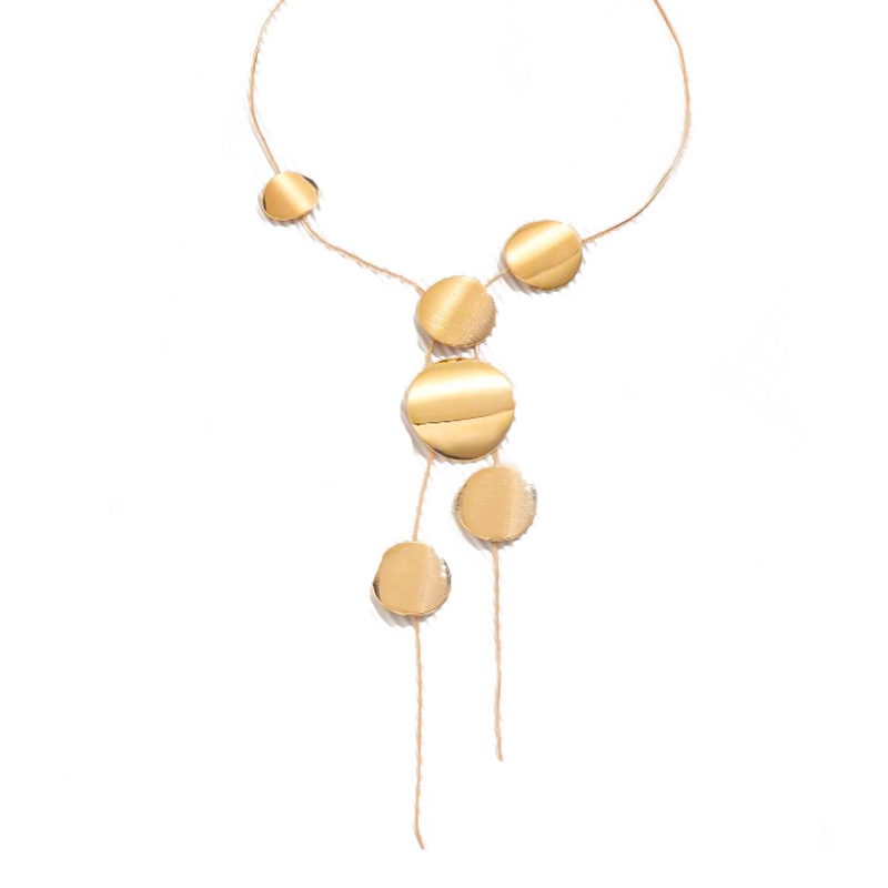 Long Geometric Disc Pendant Necklace Elegant Versatile Jewellery_voghion.com