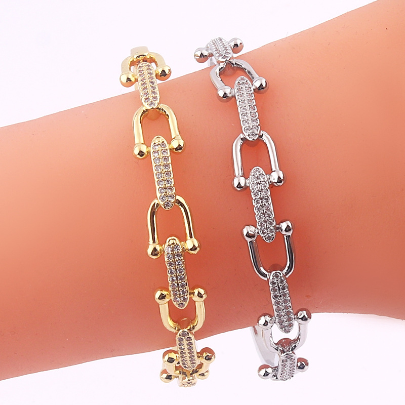 Fashion Geometric Copper Bangle Inlay Zircon Copper Bracelets