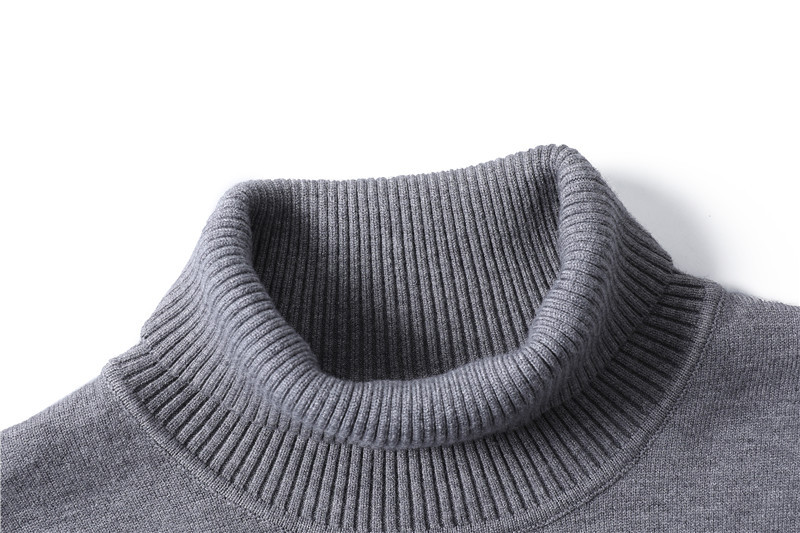 Autumn and Winter New Solid Color Pullover Sweater High Collar Men's Casual Knitwear Thread Shirt_voghion.com