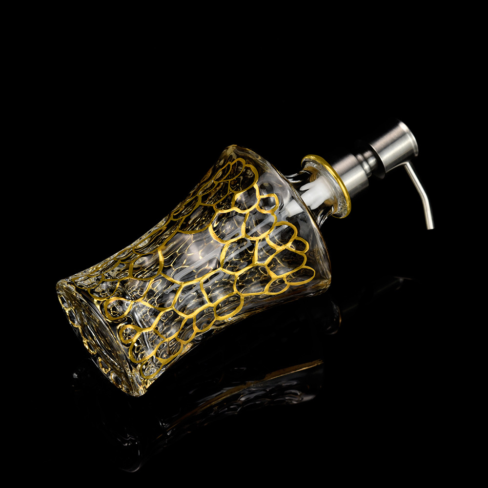 家用洗手液玻璃分装瓶 轻奢不规则乳液按压瓶 酒店洗发水瓶300ml