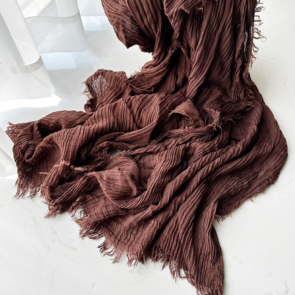Bufanda de algodón de color para mujer, otoño e invierno, arte, chal teñido sucio, personalidad, arrugas naturales, bufanda de hombre, suministro de comercio exterior