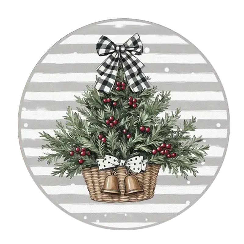 Transfronterizos Amazon temu Navidad lino redondo almohadilla de mesa de corte borde artesanía cocina almohadilla de mesa de comedor