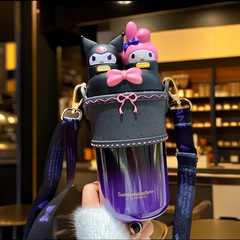 草莓熊洛麗塔兒童保溫杯食品級316不鏽鋼新款上學專用雙飲杯