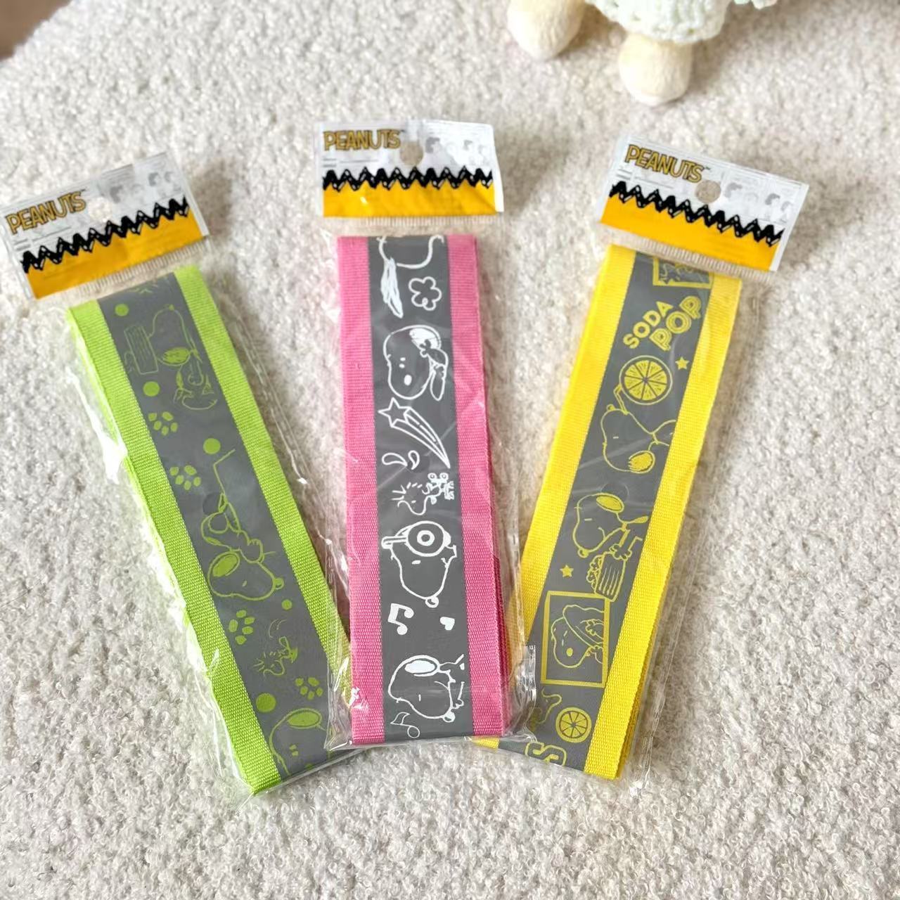 日系卡通史努比可爱反光背带骑行儿童安全警示条夜骑高亮衣