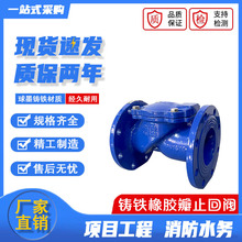橡胶瓣止回阀 卧式铸铁法兰止回阀橡胶瓣单向阀 H44X橡胶板止回阀