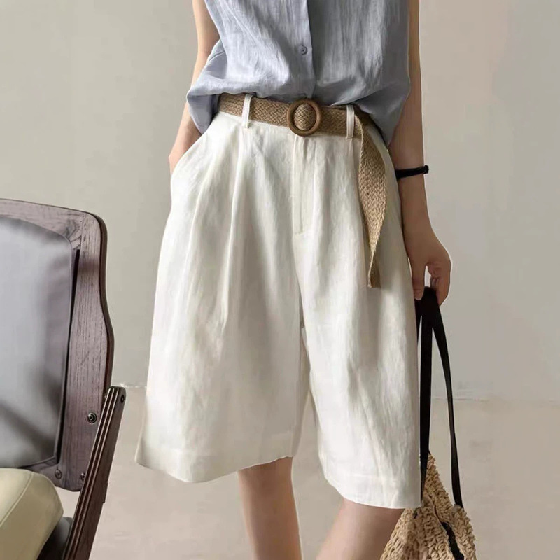 Recommended! Women's Linen Wide-Leg Pants, Summer Casual High-Waisted Shorts, Loose Five-Point Pants, Drapey and Slimming Straight-Leg Pants Recommended! Women's Linen Wide-Leg Pants, Summer Casual High-Waisted Shorts, Loose Five-Point Pants, Drapey and Slimming Straight-Leg Pants