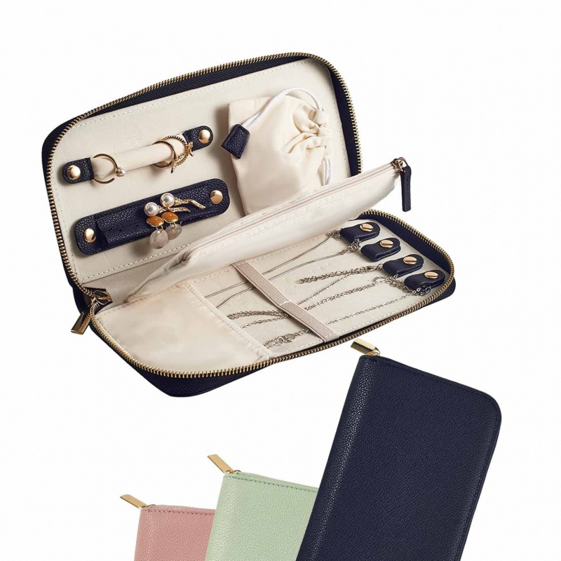 Joyero de cuero de Amazon Bolso de almacenamiento de joyas portátil multifuncional Collar Anillo Caja de joyería Collar Bolsa de almacenamiento