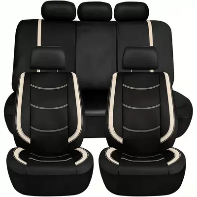 Full-Cover Seat Cover, Black Color-Blocking – Seat cushion, seat cover - off-white-9-piece-set-full-set