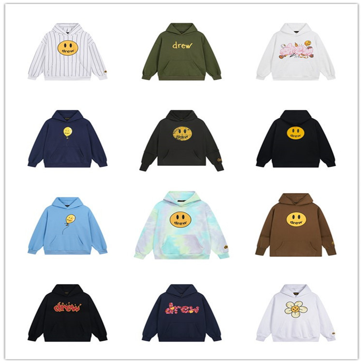 Drew Embroidered Hand-Painted Graffiti Trendy Hooded Sweatshirt Celebrity Same Style Couple Men and Women American Style Hoodie Ins
