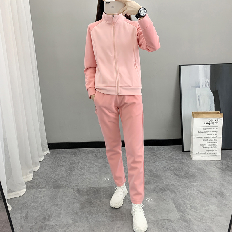 Women's 2025 New Spring and Autumn Thin Stand Collar Jacket Women's Running Casual Two-Piece Set Couple Thin Style