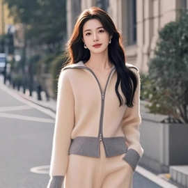 秋冬装慵懒风针织上衣女2025新款高领拉链毛衣女时尚内搭开衫