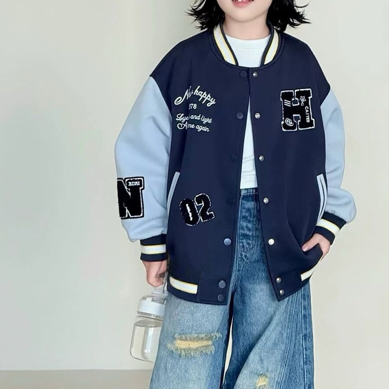 跨境专供中大童字母棒球服外套2025秋季新款儿童洋气短款外套潮|undefined