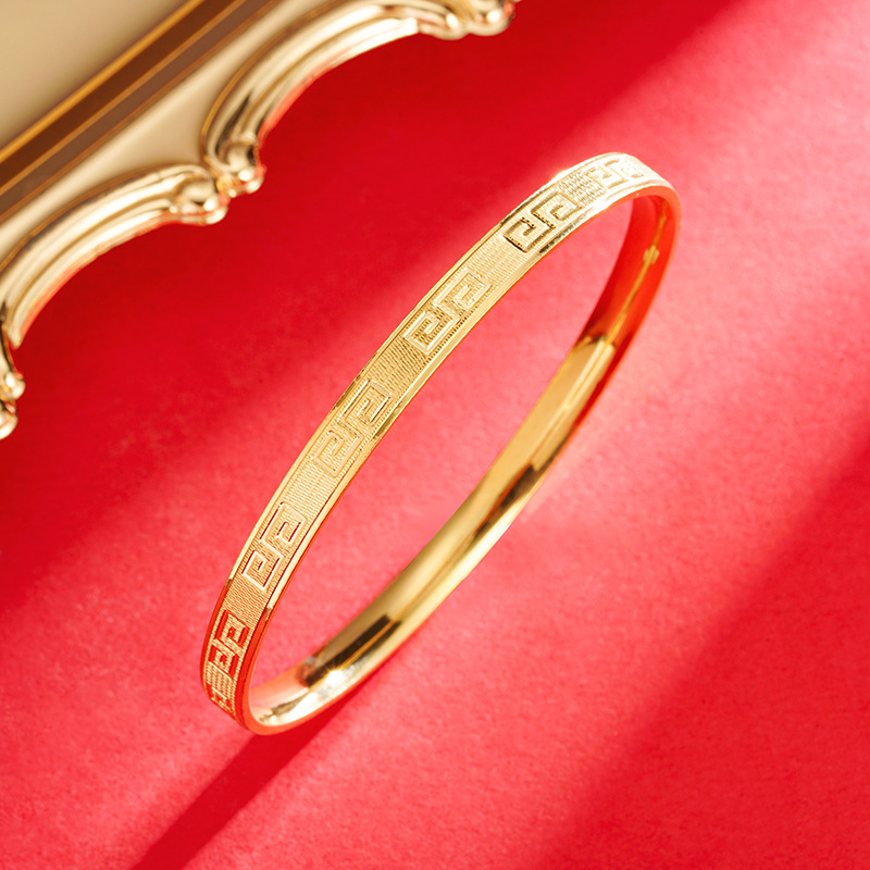 Sand oro patrón pulsera de las mujeres de alto grado nicho arco interior imitación oro pulsera gran pared patrón pulsera cobre accesorios nuevo producto