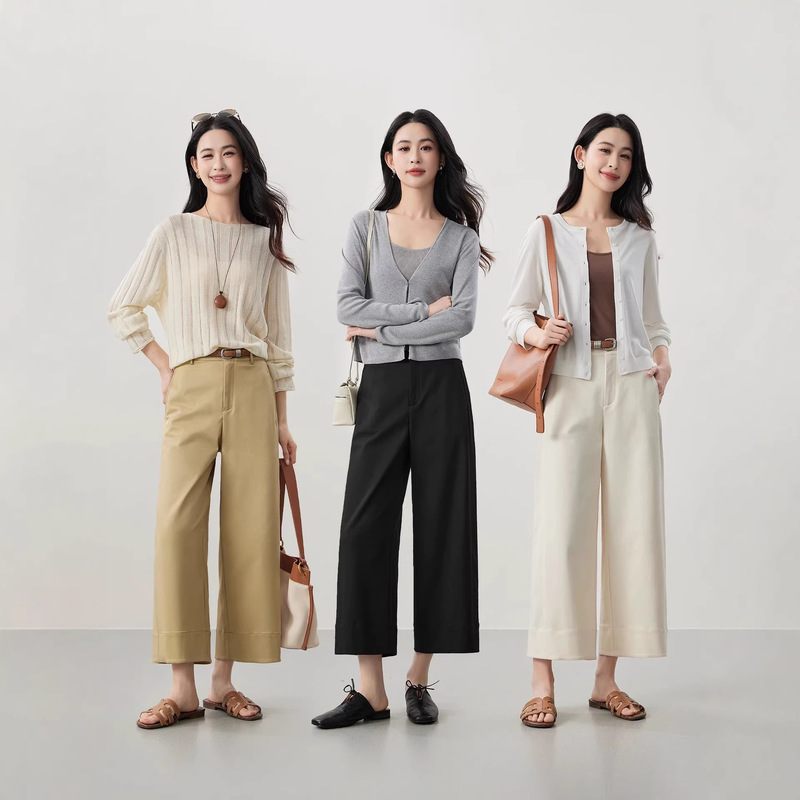 Casual Pants with Belt, Comfortable Stretch Silk Modal Straight-Leg Pants for Women, 26 Spring/Summer Commuting Cropped Pants for Petite Figures Casual Pants with Belt, Comfortable Stretch Silk Modal Straight-Leg Pants for Women, 26 Spring/Summer Commuting Cropped Pants for Petite Figures
