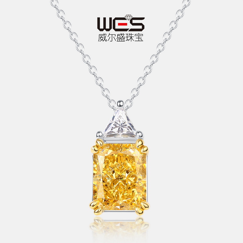 Joyería transfronteriza S925 collar de plata flor de hielo corte de alto carbono diamante colgante 18k oro cuatro garras clavícula cadena de lujo temperamento femenino