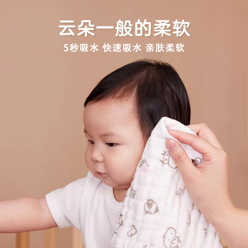 Toalla cuadrada de gasa de seis capas de algodón puro para niños, para lavarse la cara, toalla pequeña de gasa de burbujas absorbente para bebés, absorbe el agua rápidamente.