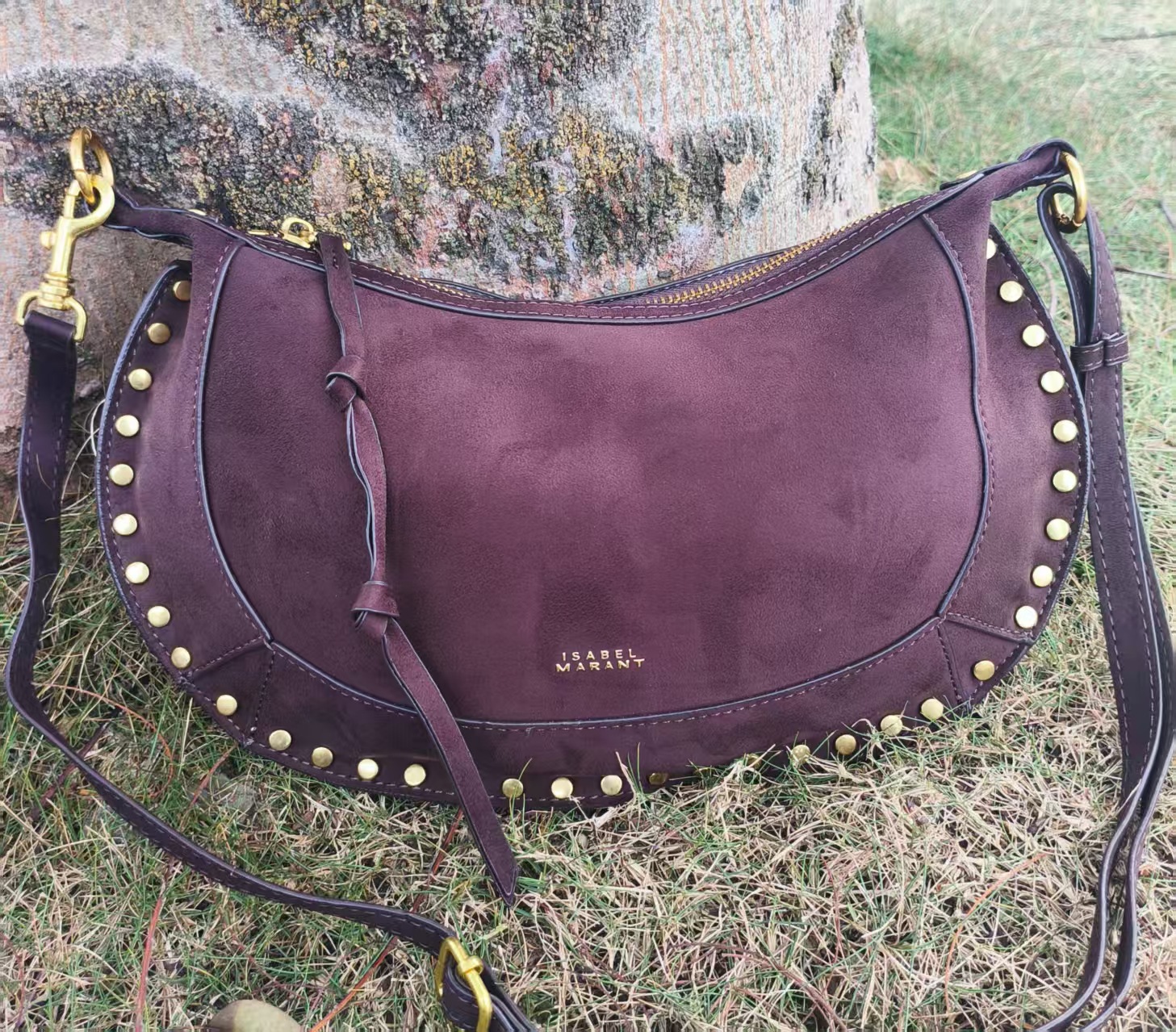 IS French Vintage Cross-border Hot-selling Studded Classic Half-Moon Bag Genuine Leather Shoulder Crossbody Bag Fashionable Handbag - Thumbnail 8