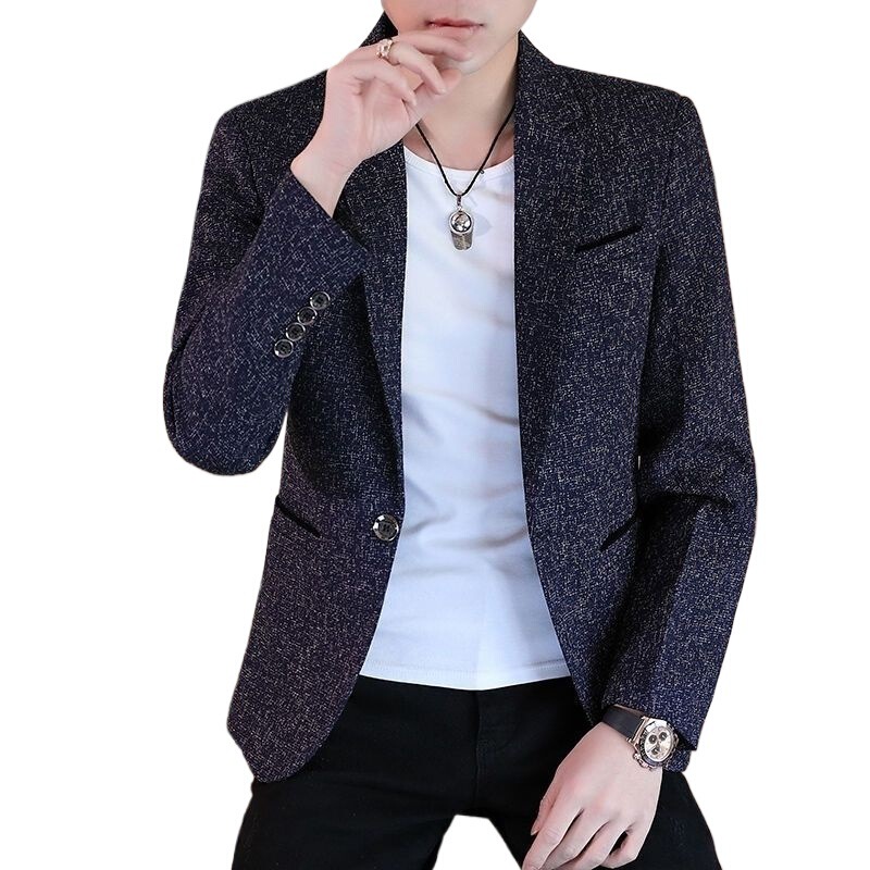 春春秋格子小西服青年男士上衣商务休闲西装修身韩版男西服外套潮|undefined