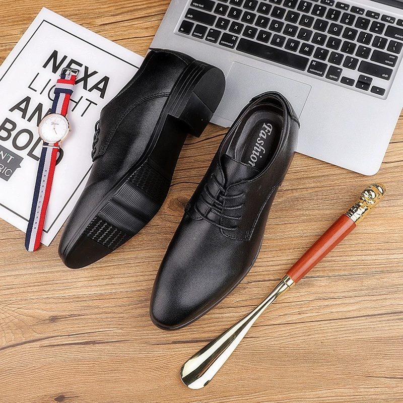 1569 мужские и женские деловые кожаные туфли, Весенняя официальная повседневная обувь из воловьей кожи с острым носком, черно-белая, трансграничная джентльмен больших размеров