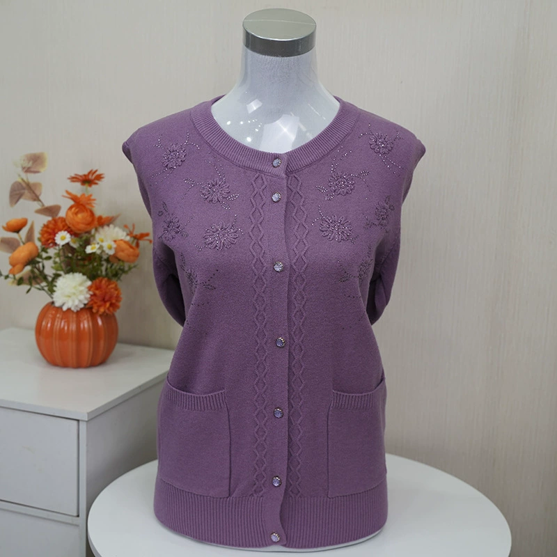 Мама средних лет осенняя трикотажная куртка кардиган тонкий иностранный темперамент короткий женский топ среднего и пожилого возраста весенняя и осенняя одежда