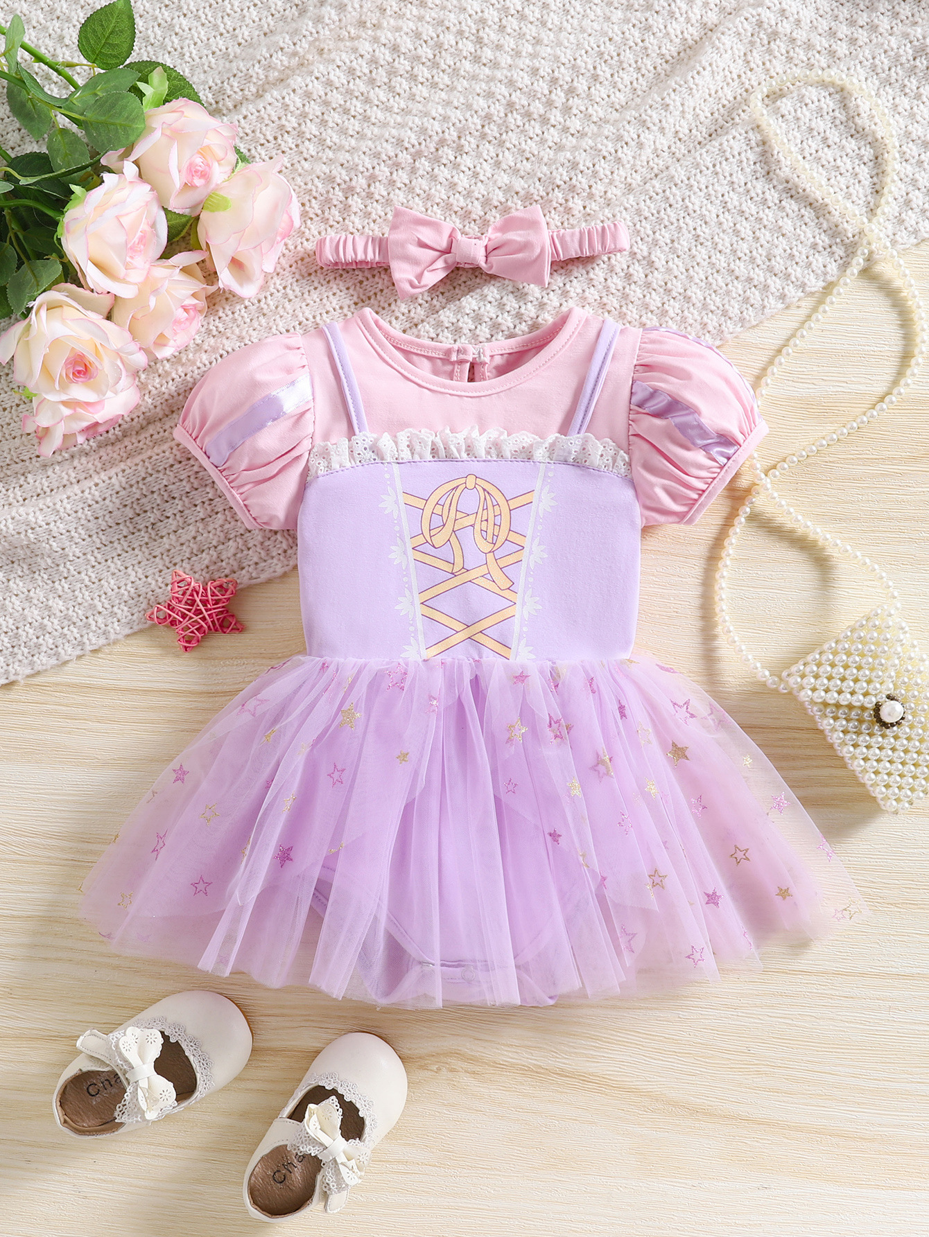 Verano transfronterizo nueva niña hermosa princesa puede abrir mamelena niña linda estrella falda vestido hinchado