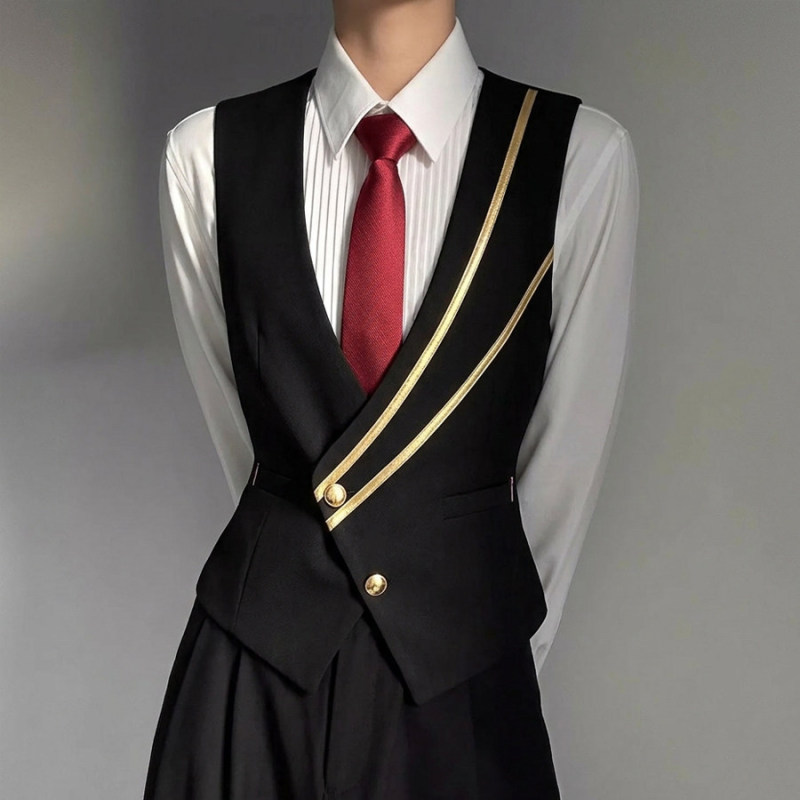 Qs777* Personalized Shiny Leather Decorated Unisex Bartender Billiards Vest P45