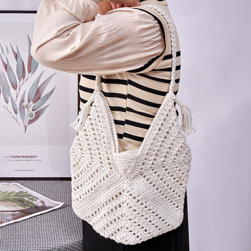 Fashion weaving minimalist retro summer holiday beach bag hollow…