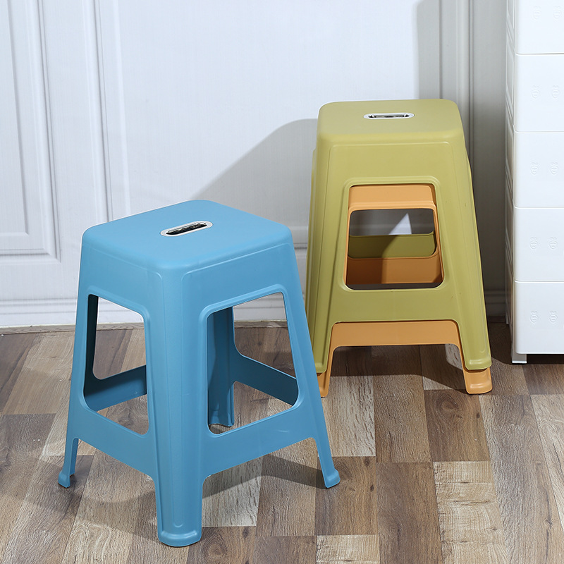 Taburete de plástico al por mayor engrosado para el hogar, silla de plástico nórdica simple y de alta gama para el hogar, banco de taburete cuadrado duradero