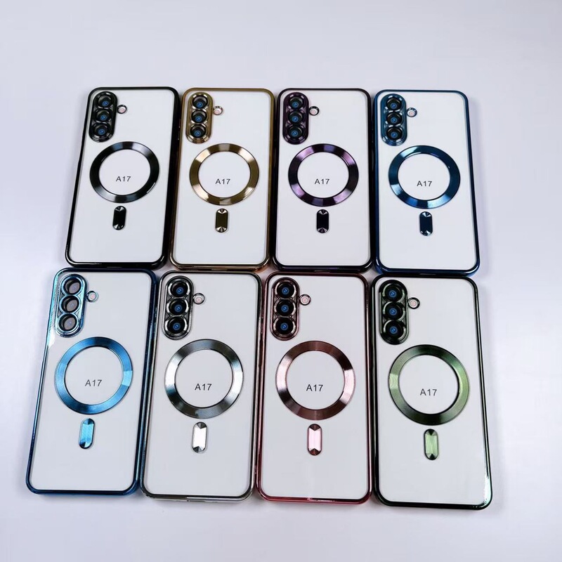 Suitable for Samsung S26Ultra Electroplated Magnetic A17 Mobile Phone Case S25Fe Transparent A57 Soft Case with Lens Film A37