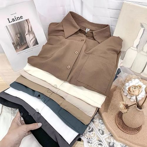 Design drooping long-sleeved clean shirt for women in autumn loose casual design niche versatile shirt layered top