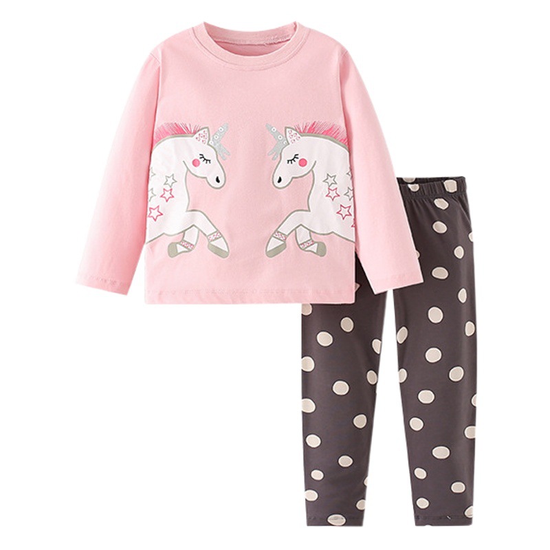 Traje de Niñas Ropa para niños de dos piezas de manga larga Camiseta pantalones Top bebé puro algodón europeo y americano ropa de moda para niños