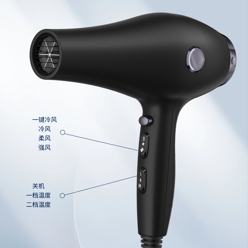 Secador de pelo popular transfronterizo, secador de pelo de alta potencia de 2400W para peluquerías, secador de pelo con iones negativos al por mayor