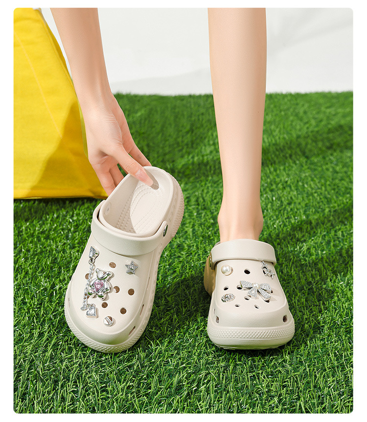 Dép lỗ xỏ ngón nữ đế dày EVA tăng chiều cao 5.5 cm, chống trượt chống mùi, mũi trùm kín — EN30 Xương trắng chi tiết 17