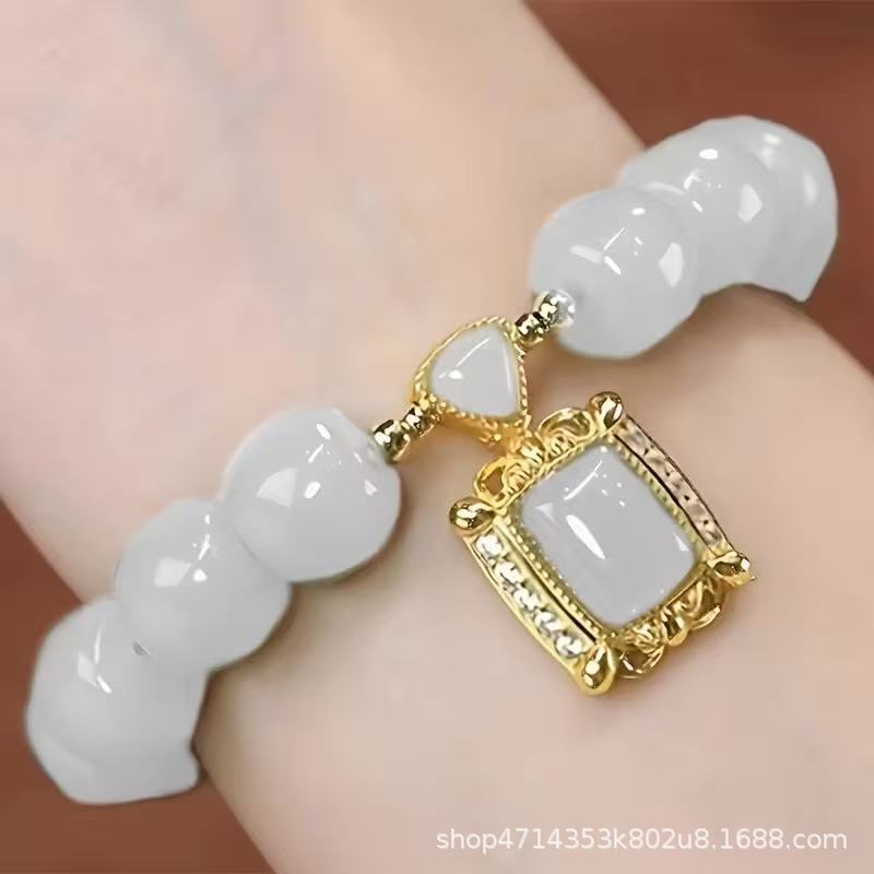 S136-8*6 화이트 배럴 비즈와 옥 라이징 팔찌#SZ1479용