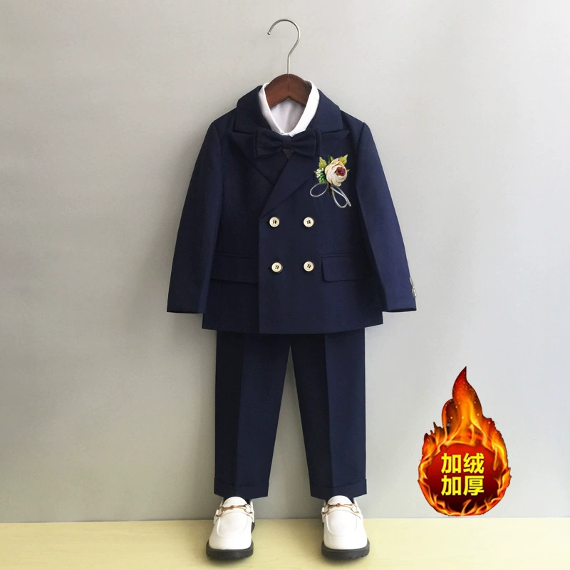 Детский костюм на флисовой подкладке, осенне-зимнее свадебное платье для мальчиков с цветочным принтом, Детский костюм для одного года, костюм пианино