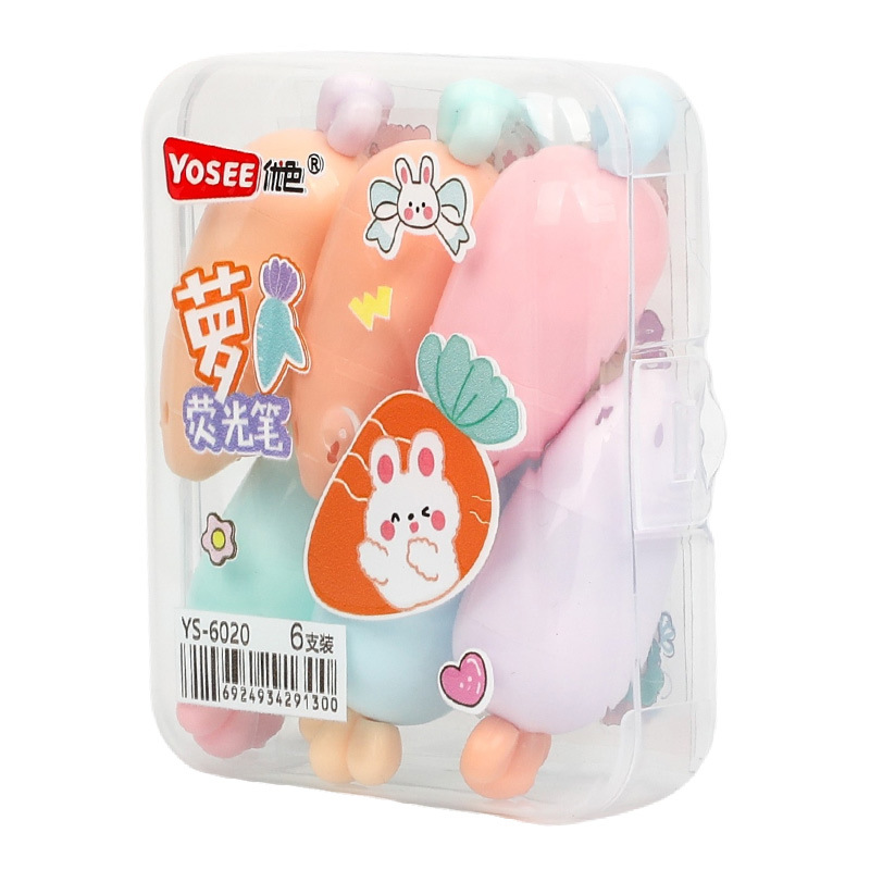 YS6060 Caramelo de dibujos animados estilo highlighter suministros escolares estudiante marcador con lindo DIY pegatinas