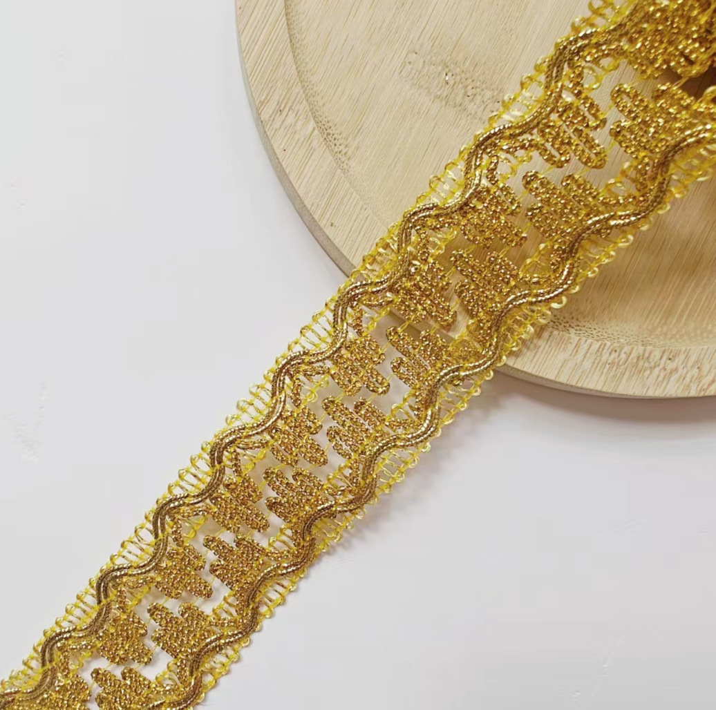 3.6CM现货金银丝双三角皇冠花边 苗族民族风服饰头饰装饰辅料