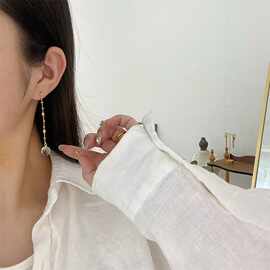 法式复古时尚气质精致百搭水晶耳环轻奢小红书同款高级感长款耳饰