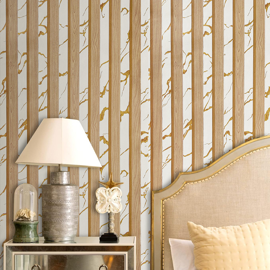 Papel pintado autoadhesivo de madera y mármol negro y amarillo_voghion.com