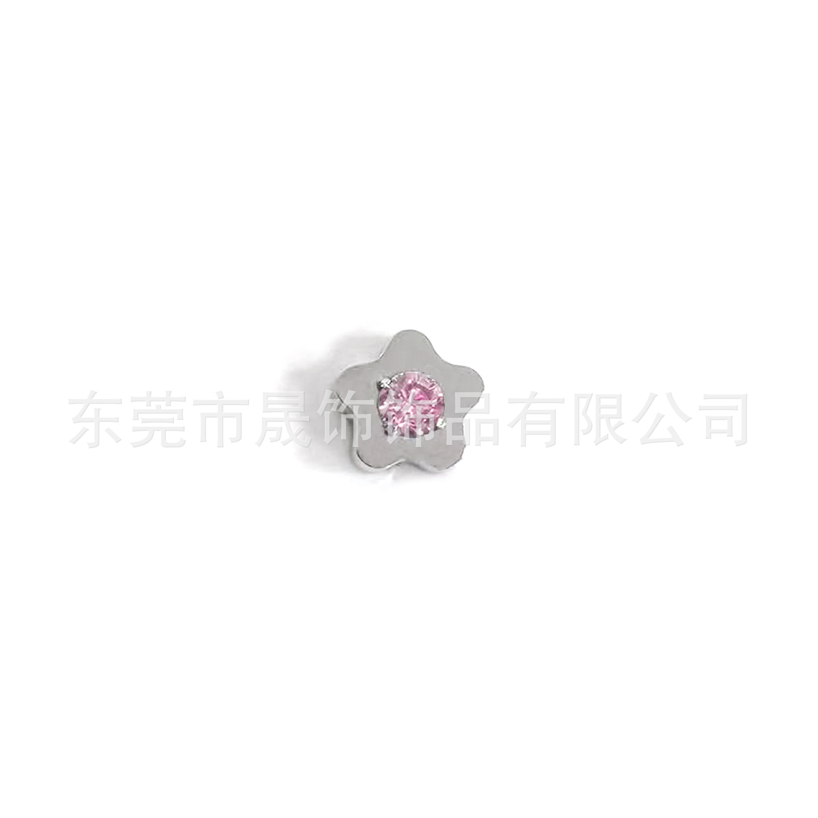 F136钛合金圆锆单钻花朵耳钉镶5A锆石耳骨钉G23钛内螺纹穿刺饰品