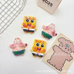 大型かわいい漫画スポンジボブパイダイスター diy 樹脂ジュエリーキーホルダー冷蔵庫マグネット電話ケースペンダント