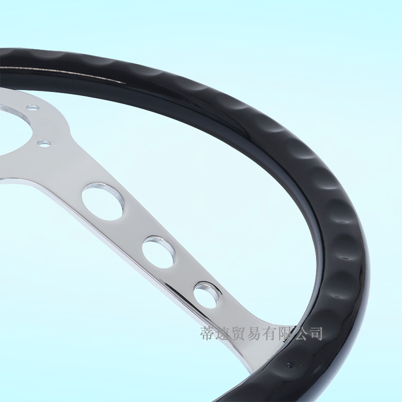 Factory Direct Sales Car Modification Glossy Black Round Hole Steering Wheel 15inch Electroplated Universal Racing Steering Wheel 380mm
