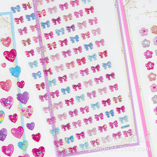Three-Dimensional Girl Guka Sticker Cartoon Cute Children Laser Love Fresh Handbag Decoration Transparent National Day Wholesale